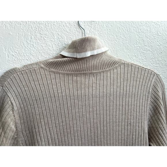 Calvin Klein Women's Beige Tan Turtleneck Knit Sweater Lightweight - Picture 4 of 6